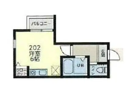 イーストヒルズ(ワンルーム/2階)の間取り写真