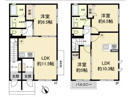 CENTQUATRE(2LDK/2階)の間取り写真