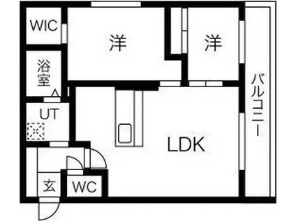 エアフォルク行啓通(2LDK/1階)の間取り写真