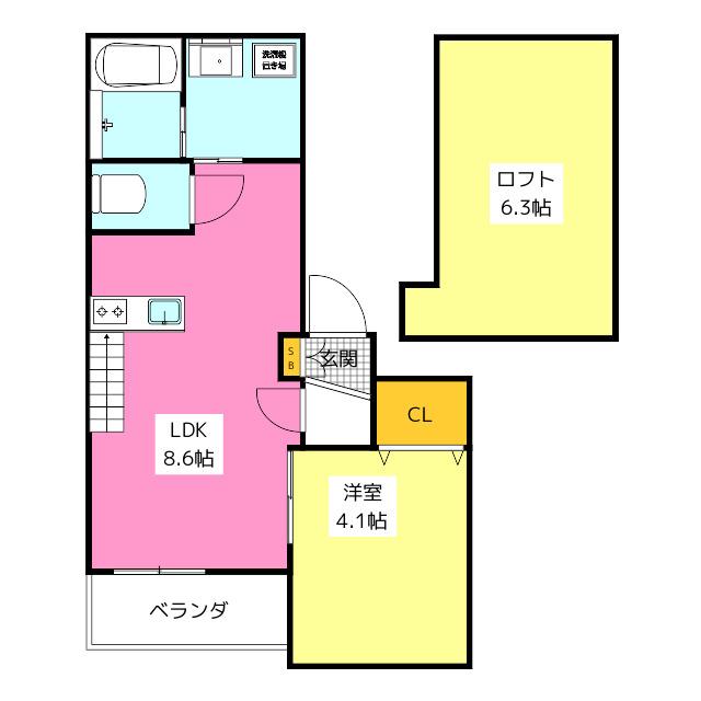 パティオ五十川II(1LDK/1階)の間取り写真