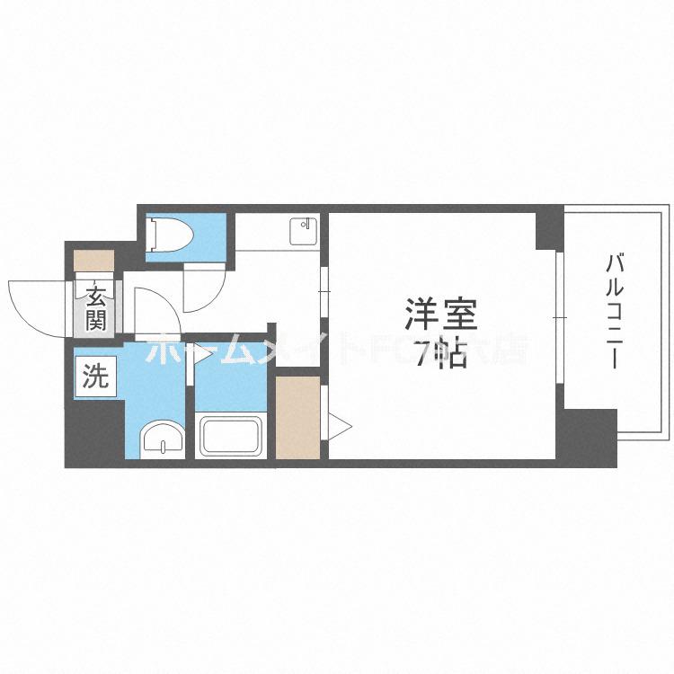 S-RESIDENCE福島GRANDE(1K/7階)の間取り写真