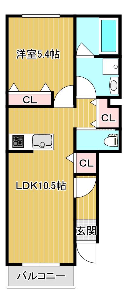 アル・羽ノ浦B(1LDK/1階)の間取り写真