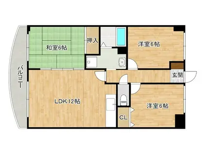 ジョイフル桧垣ビル(3LDK/4階)の間取り写真