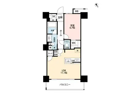 ビーコンタワーレジデンス(1LDK/13階)の間取り写真