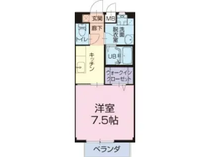 コーポラスハナミズキ(1K/1階)の間取り写真