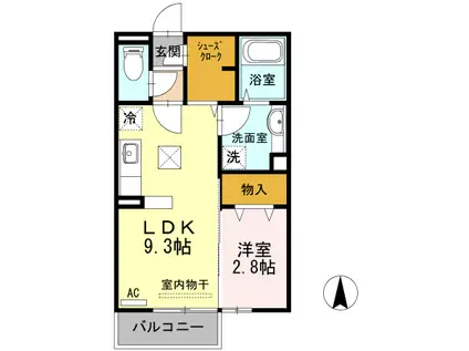 ラピネスうきは(1LDK/1階)の間取り写真