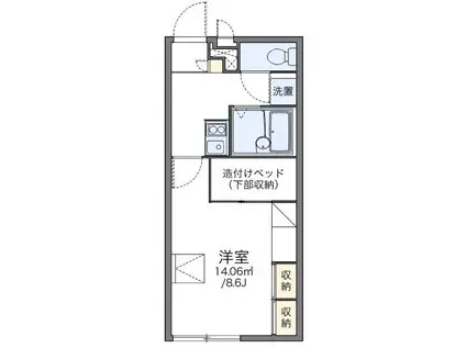 レオパレスグリーン(1K/1階)の間取り写真