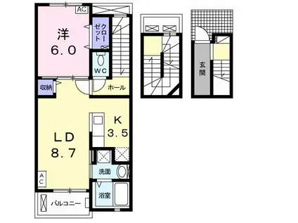 サンコート東塚(1LDK/3階)の間取り写真