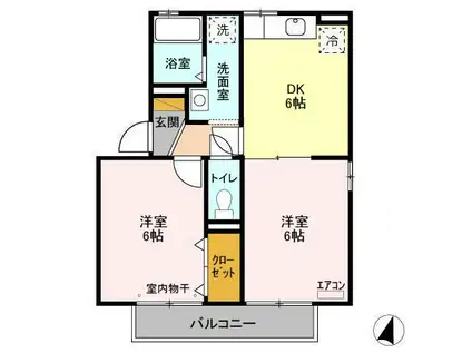 リブェールA(2DK/1階)の間取り写真
