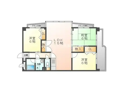 福東ジュネス11(3LDK/1階)の間取り写真