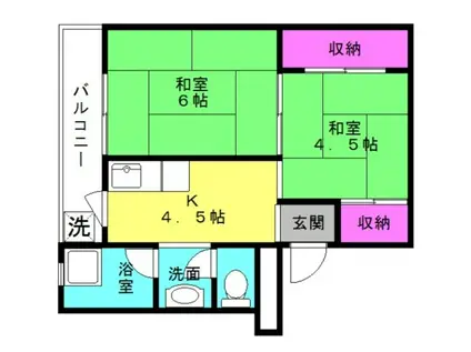 ビレッジハウス十王堂(2K/3階)の間取り写真