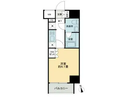 KDA GOTENYAMA(1K/6階)の間取り写真