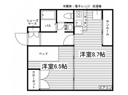ベルドミール深江(1LDK/4階)の間取り写真