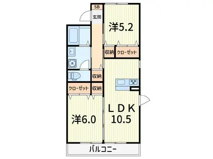 グランデール(2LDK/1階)の間取り写真