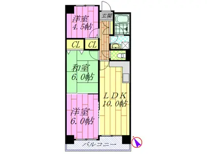 アーバンパーク行徳(3DK/7階)の間取り写真