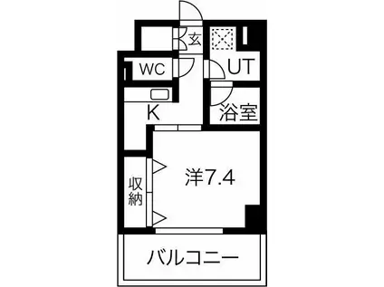ノルデンハイム新北野(1K/4階)の間取り写真