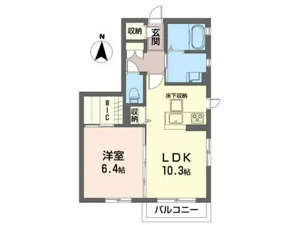 ファミールK(1LDK/1階)の間取り写真