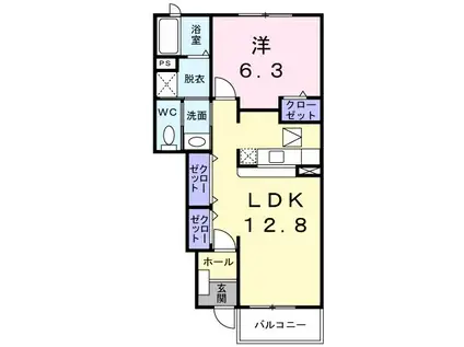グランシャリオ II(1LDK/1階)の間取り写真