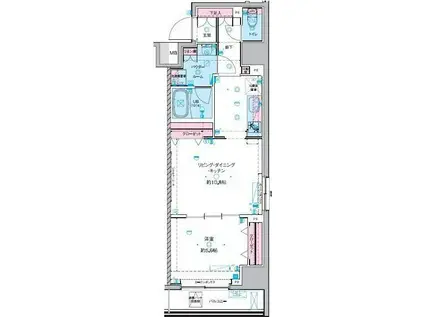 GENOVIA 東神田 GREEN VEIL(1LDK/12階)の間取り写真