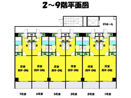 リバーサイドパレスマイ(1K/6階)の間取り写真