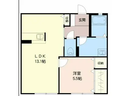 ラ・ティエラ II(1LDK/1階)の間取り写真