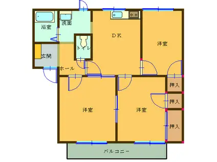 メゾン一色I 203号(3DK/2階)の間取り写真