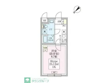 スカイラシクラス平和台(1K/1階)の間取り写真
