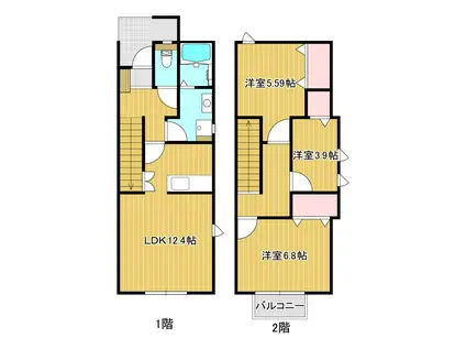ソレイユ(3LDK/1階)の間取り写真