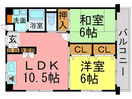 松園ハイツ(2LDK/2階)の間取り写真