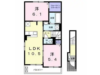 ポワリエB(2LDK/2階)の間取り写真