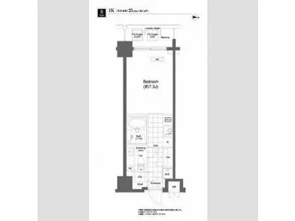 プライムアーバン目黒大橋ヒルズ(1K/3階)の間取り写真