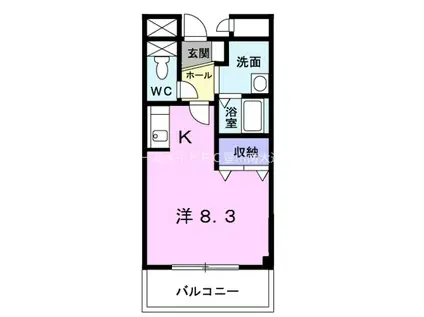 エルハイム西町(1K/3階)の間取り写真