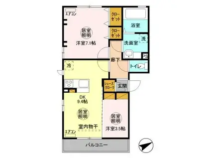 代官山シティヒルズ A(1LDK/2階)の間取り写真