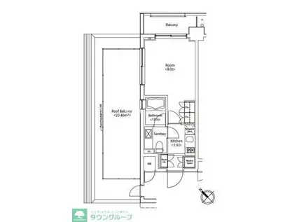 カスタリア雪谷(1K/8階)の間取り写真