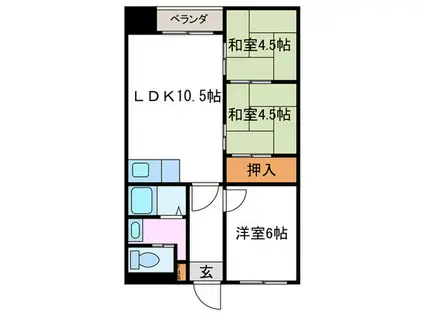 コーポ中小路(3LDK/1階)の間取り写真
