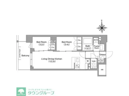 コンフォリア・リヴ大森西(2LDK/2階)の間取り写真