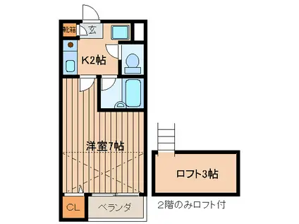 ピュアハイツ(1K/2階)の間取り写真