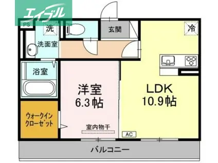 ローズ ド ノエル(1LDK/3階)の間取り写真