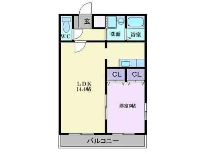 アズール羽衣(1LDK/3階)の間取り写真