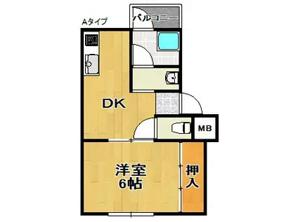 REGALO泉ヶ丘(1DK/4階)の間取り写真