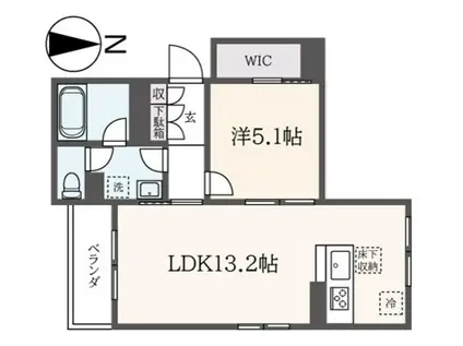 コモド浜田山(1LDK/1階)の間取り写真