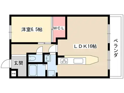 グリシーヌ藤英(1LDK/2階)の間取り写真