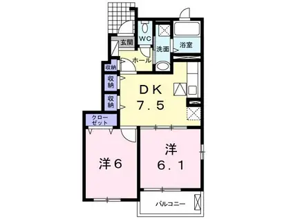 フォンテーヌ・K(2DK/1階)の間取り写真