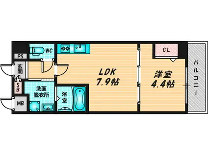ドムス吉田(1LDK/7階)の間取り写真