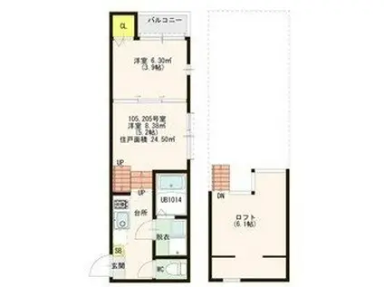 VERS LES REVERS(2K/2階)の間取り写真