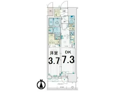 エステムコート名古屋TWIN イースト(1DK/2階)の間取り写真