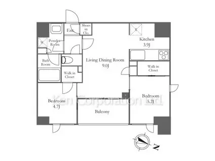 リビオメゾン西麻布(2LDK/3階)の間取り写真