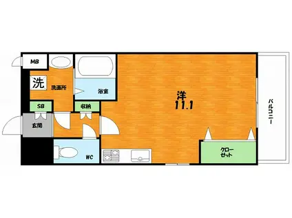 ラ・ヴィータローザ 松栄(ワンルーム/4階)の間取り写真