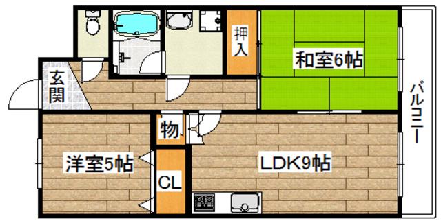 ルミエール(2LDK/2階)の間取り写真