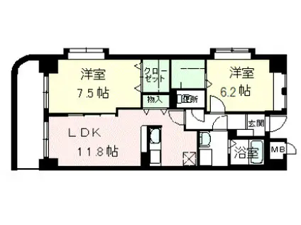 ラポール西大島ウエスト(2LDK/8階)の間取り写真